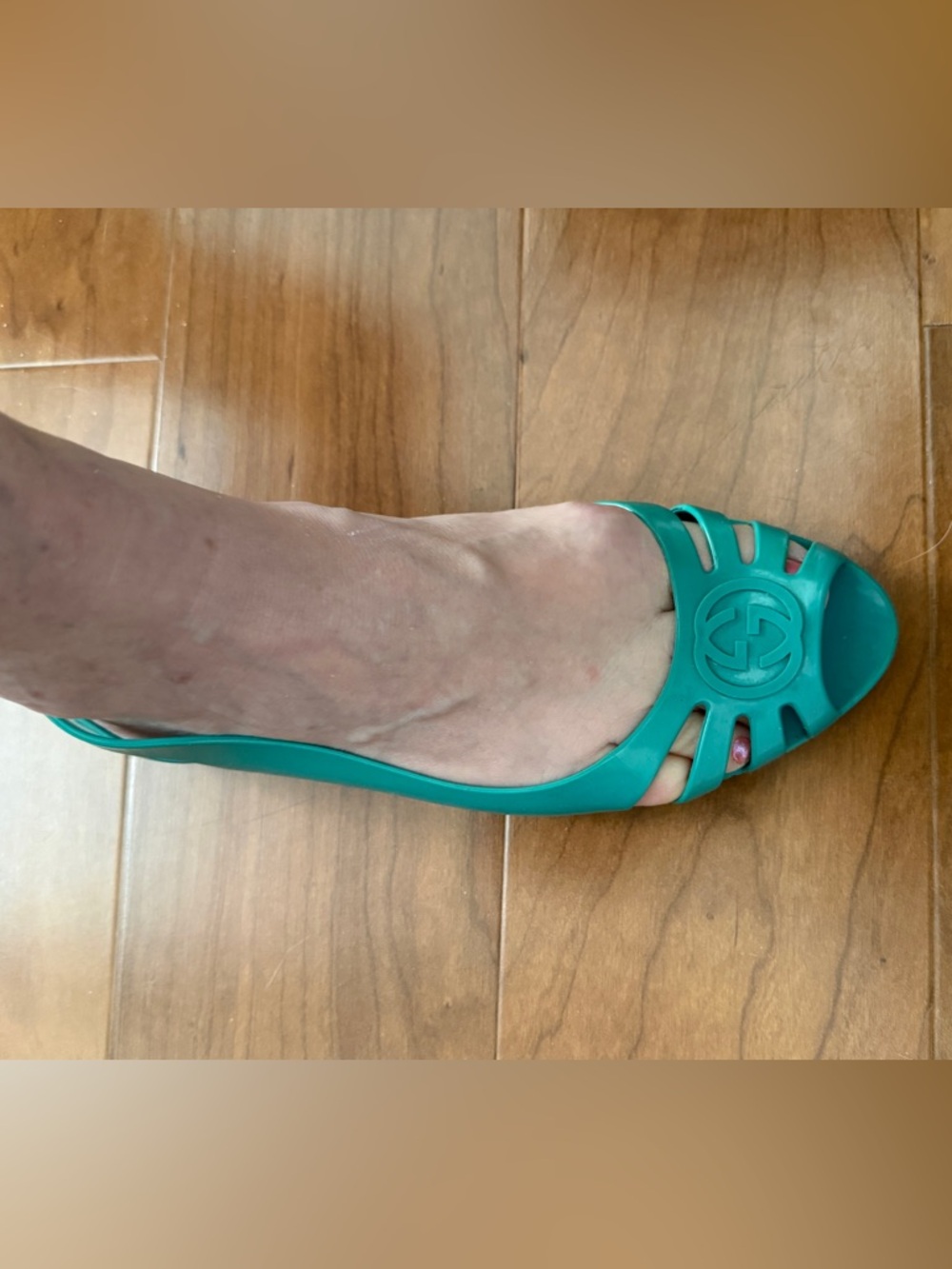 Gucci Turquoise Jelly Flat Sandals - Women's - Picture 6 of 6